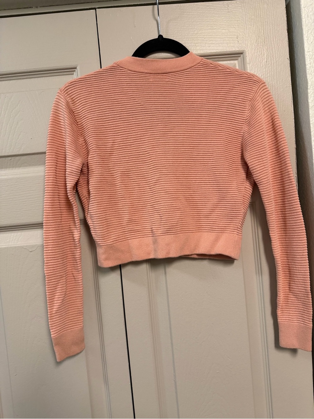 Wilfred Blush Ribbed Cropped V-Neck Cardigan - Picture 6 of 6